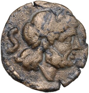 obverse: Staff and club series. AE Semis, uncertain Spanish mint (Tarraco?), 211-209 BC. 