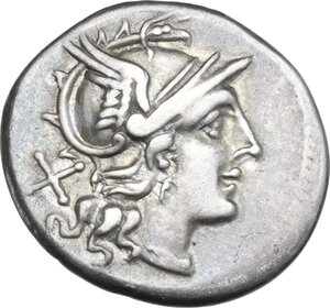 obverse: Star series. AR Denarius, uncertain mint (Capua or Roma), 204 BC
