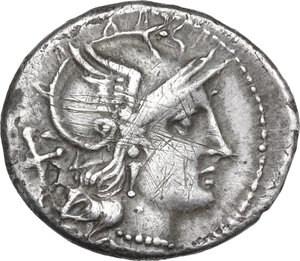obverse: Owl series. AR Denarius, uncertain Spanish mint (Tarraco?), 206 BC