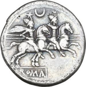 reverse: Crescent second series. AR Denarius, Roma mint, 204 BC