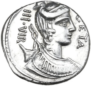 C. Hosidius C. f. Geta. AR Denarius, 68 BC