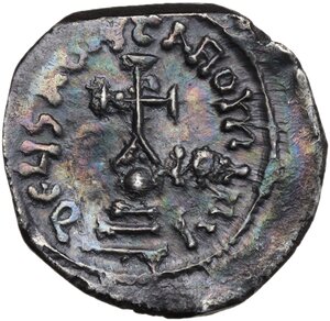 reverse: Heraclius (610-641) with Heraclius Constantine.. AR Hexagram. Constantinople mint. Struck 632-635