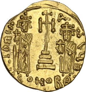 reverse: Constans II, with Constantine IV (641-668). . AV Solidus, Constantinople mint