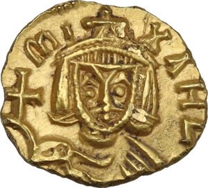 obverse: Michael II the Amorian, with Theophilus (820-829).. AV Tremissis. Syracuse mint. Struck 821-829