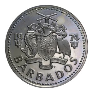 obverse: BARBADOS 2 DOLLARS 1974 NI. 19,72 GR. PROOF