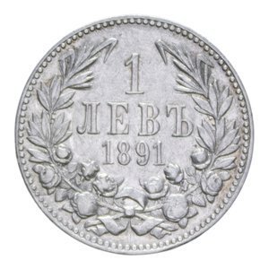 reverse: BULGARIA 1 LEVA 1891 AG. 4,97 GR. BB/BB+