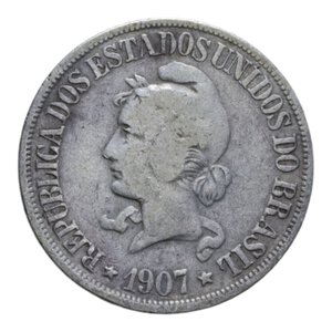 obverse: BRASILE 500 REIS 1907 AG. 4,90 GR. qBB/BB