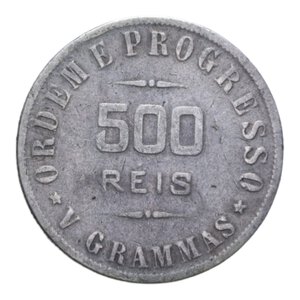 reverse: BRASILE 500 REIS 1907 AG. 4,90 GR. qBB/BB