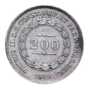 reverse: BRASILE 200 REIS 1860 AG. 2,50 GR. qSPL