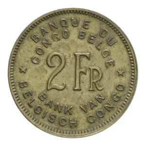 reverse: CONGO BELGA 2 FRANCS 1947 BA. 5,02 GR. BB+