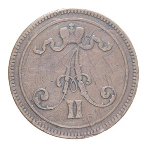 obverse: FINLANDIA RUSSA ALESSANDRO II 10 PENNIA 1865 CU. 12,35 GR. BB