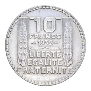 reverse: FRANCIA 10 FRANCS 1932 AG. 10,04 GR. BB-SPL