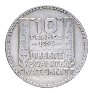 reverse: FRANCIA 10 FRANCS 1934 AG. 9,93 GR. BB+