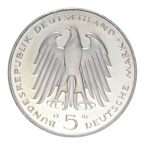 reverse: GERMANIA 5 MARK 1981 G NI. 10,08 GR. PROOF