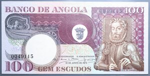 reverse: ANGOLA 100 ESCUDOS 1973 SUP