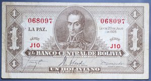 reverse: BOLIVIA 1 BOLIVIANO 1928 qBB