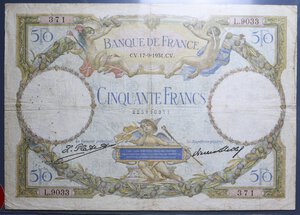 reverse: FRANCIA 50 FRANCS 17/9/1931 MB-BB (FORI)