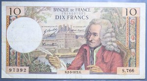 reverse: FRANCIA 10 FRANCS 2/3/1972 BB (STRAPPETTI)