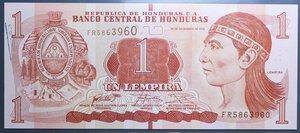 reverse: HONDURAS 1 LEMPIRA 2016 FDS