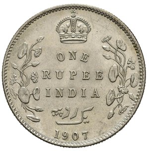 reverse: INDIA BRITANNICA. Edoardo VII. 1 Rupia 1907. Ag. SPL