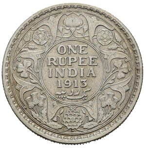 reverse: INDIA BRITANNICA. Giorgio V. 1 Rupia 1913. Ag. BB+