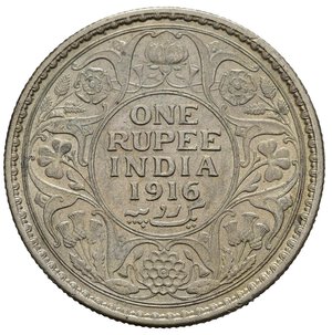 reverse: INDIA BRITANNICA. Giorgio V. 1 Rupia 1916. Ag. SPL