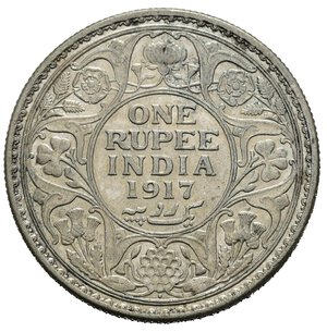 reverse: INDIA BRITANNICA. Giorgio V. 1 Rupia 1917. Ag. BB+