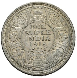 reverse: INDIA BRITANNICA. Giorgio V. 1 Rupia 1918. Ag. SPL-FDC