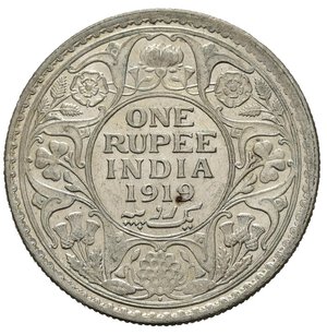 reverse: INDIA BRITANNICA. Giorgio V. 1 Rupia 1919. Ag. SPL-FDC