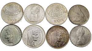 reverse: ITALIA. Repubblica Italiana. Lotto di 8 monete da 500 e 1000 lire Ag. qFDC/FDC