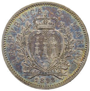 obverse: SAN MARINO. Vecchia monetazione. 5 lire 1898. Roma. Ag. Gig. 17. qFDC