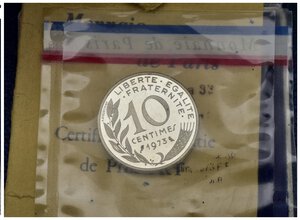 reverse: FRANCIA. 10 centimes 1973 Piefort. Ag. Proof