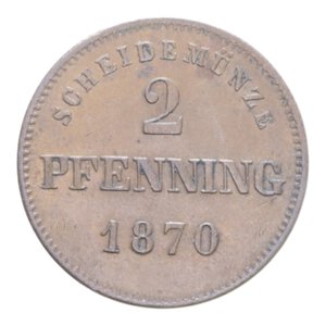 reverse: GERMANIA BAVARIA 2 PFENNIG 1870 CU. 2,54 GR. SPL