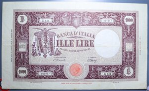 reverse: REPUBBLICA ITALIANA 1000 LIRE 12/6/1946 GRANDE M B.I. RR BB+