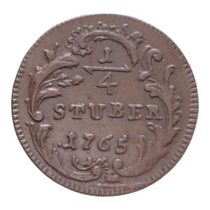 reverse: GERMANIA COLOGNE 1/4 STUBER 1765 CU. 2,43 GR. qSPL