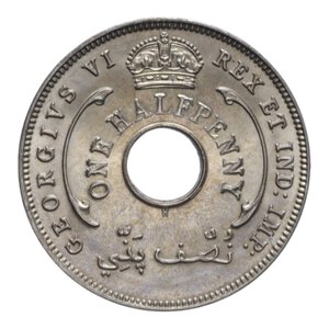 reverse: AFRICA WEST BRITISH GIORGIO VI HALF PENNY 1947 NI. 5,79 GR. FDC