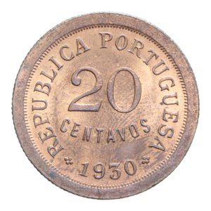 reverse: CAPO VERDE COLONIA PORTOGHESE 20 CENTAVOS 1930 CU. 5 GR. FDC ROSSO