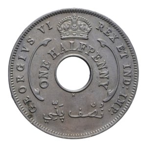 reverse: AFRICA WEST BRITISH GIORGIO VI HALF PENNY 1947 NI. 5,70 GR. qSPL