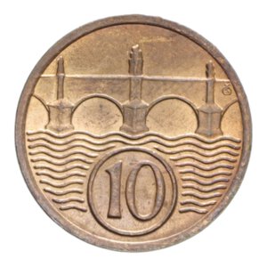 reverse: CECOSLOVACCHIA 10 HALERU 1928 AG. 1,98 GR. FDC ROSSO