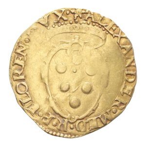 obverse: FIRENZE ALESSANDRO DE MEDICI (1532-1537) SCUDO D ORO DEL SOLE  AU. 3,32 GR. MIR 97 R BB+