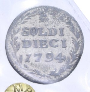 reverse: GENOVA REPUBBLICA (1792-1797) 10 SOLDI 1794 MI. qBB (SIGILLATA ZAMBONI)