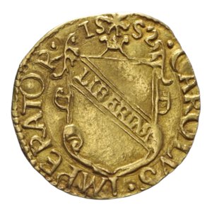 obverse: LUCCA REPUBBLICA (XVI SEC.) SCUDO D ORO DEL SOLE 1552 AU 3,31 GR MIR 185/3 SEGNO 38 (?) R BB+