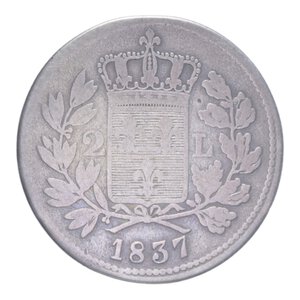 reverse: LUCCA CARLO LUDOVICO (1824-1847) 2 LIRE 1837 AG. 8,86 GR. MB+