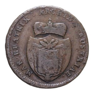 obverse: MASSA DI LUNIGIANA MARIA BEATRICE D ESTE CYBO MALASPINA (1790-1796) 2 SOLDI 1792 CU. 6,13 GR. qBB