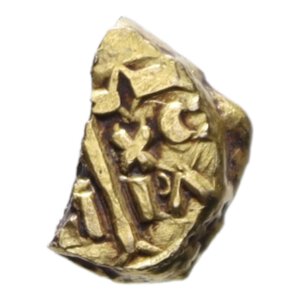 obverse: MESSINA MANFREDI (?)MULTIPLO DI TARI  FRAZIONATO AU. 1,90 GR. SIGLA o(?) V MB-BB