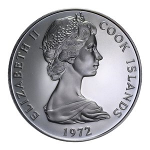 obverse: COOK ISLANDS ELISABETTA II DOLLAR 1972 NI. 26,51 GR. PROOF