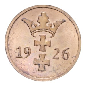 obverse: DANZICA 2 PFENNIG 1926 CU. 2,55 GR. FDC