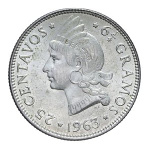 reverse: DOMINICANA REPUBBLICA25 CENTAVOS 1963 AG. 6,25 GR. FDC