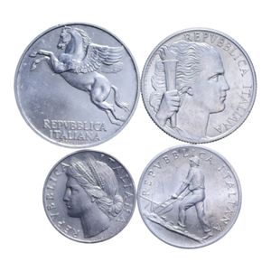 obverse: SERIE IN LIRE 1947 - 1 LIRA (FDC) - 2 LIRE (FDC) - 5 LIRE (FDC-MINIMI SEGNETTI) - 10 LIRE (qFDC)