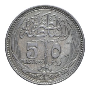 reverse: EGITTO 5 PIASTRE 1917 AG. 6,98 GR. BB-SPL